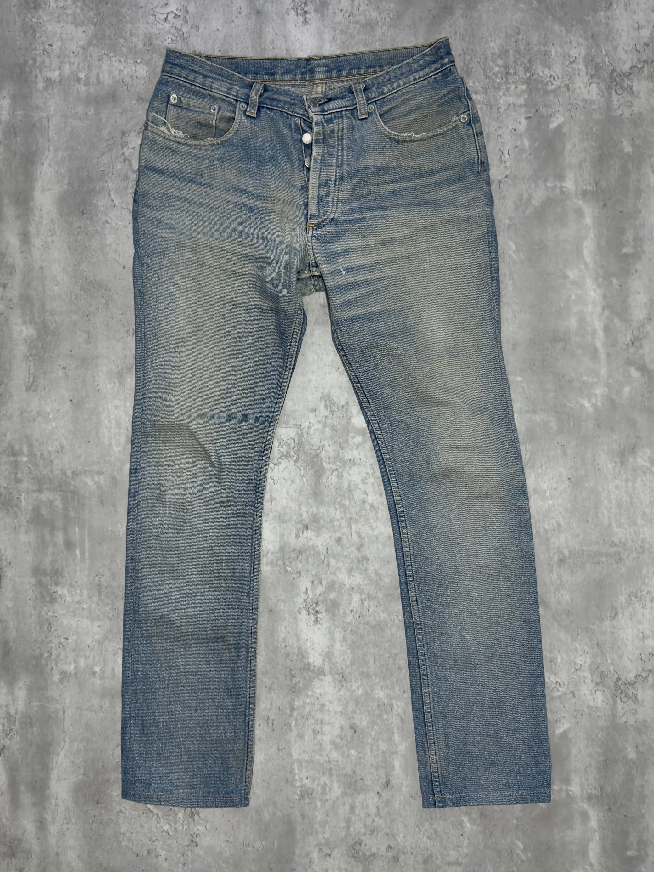 old faded blue denim jeans by helmut lang