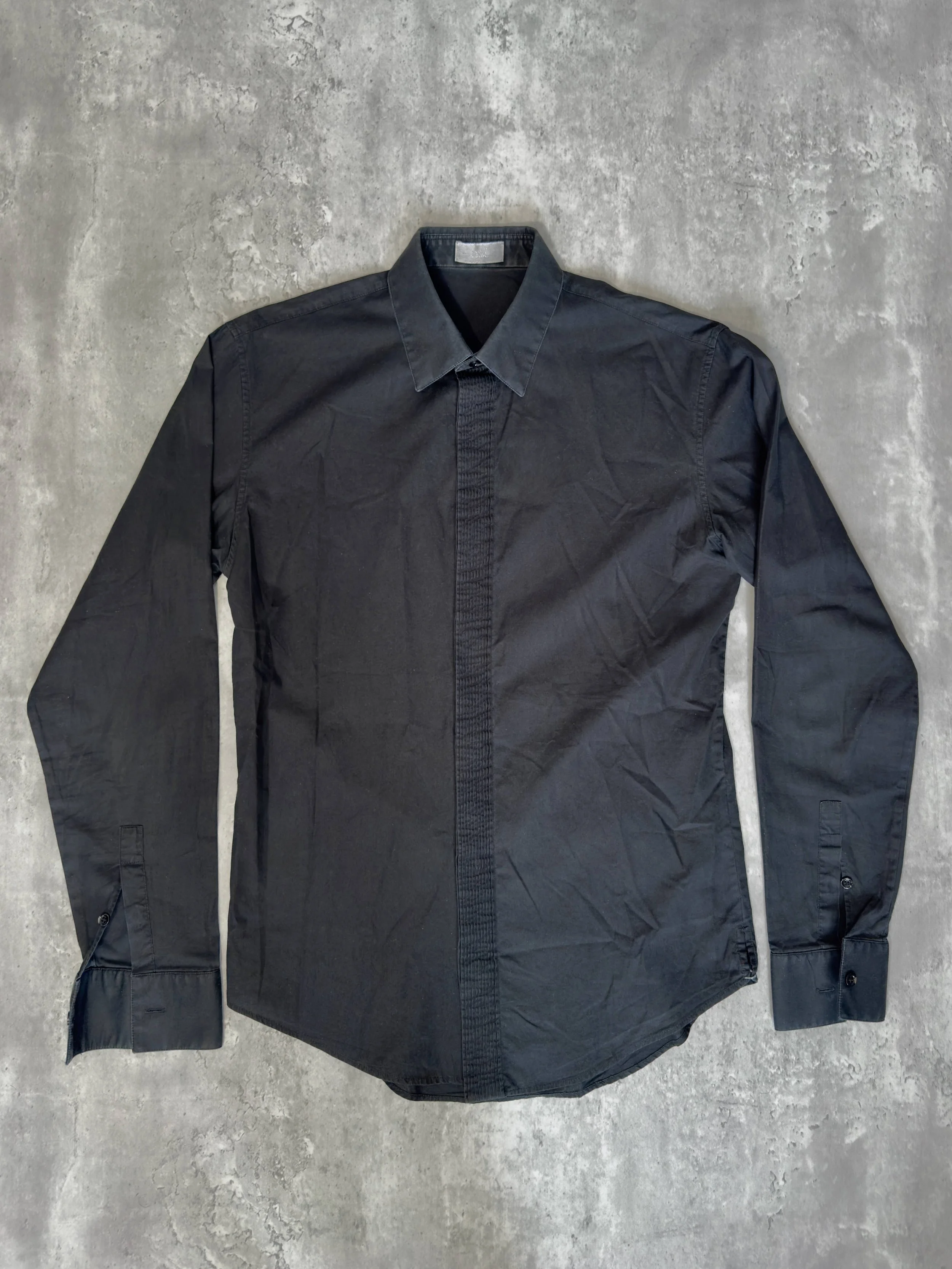 archive black dior homme shirt by hedi slimane with concealed placket detailing