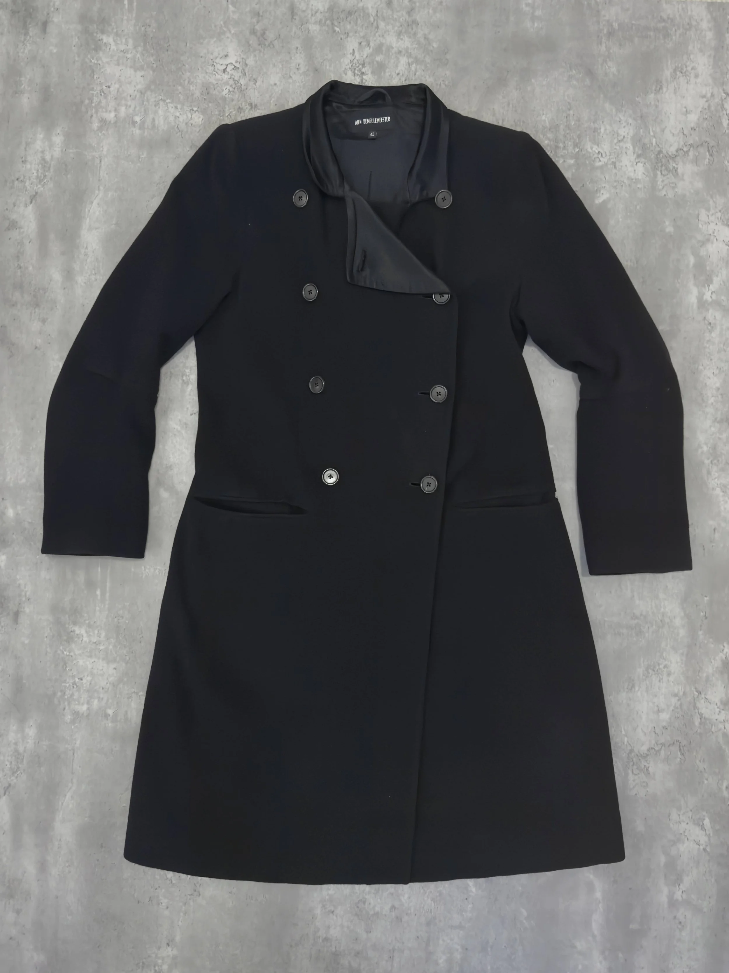 Ann Demeulemeester Archive Double-Breasted Wool Coat, Black