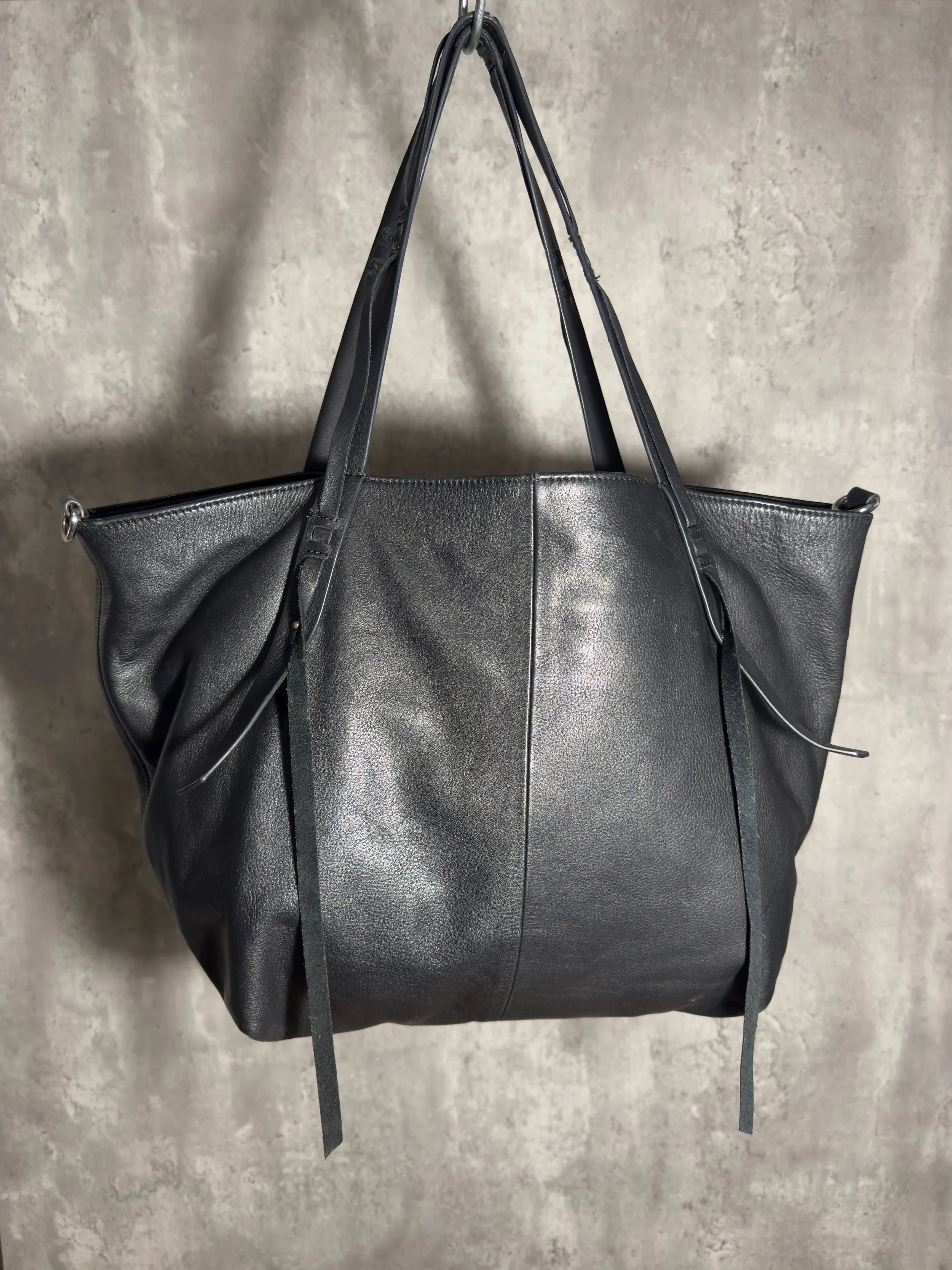 vintage leather shopper bag by fredsbruder, black