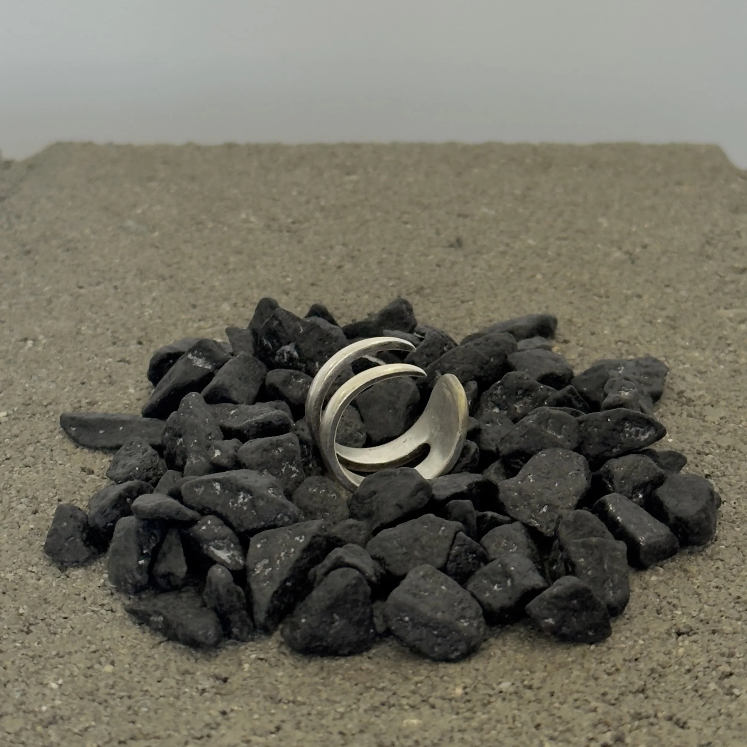 curated sterling silver fork tip ring, adjustable