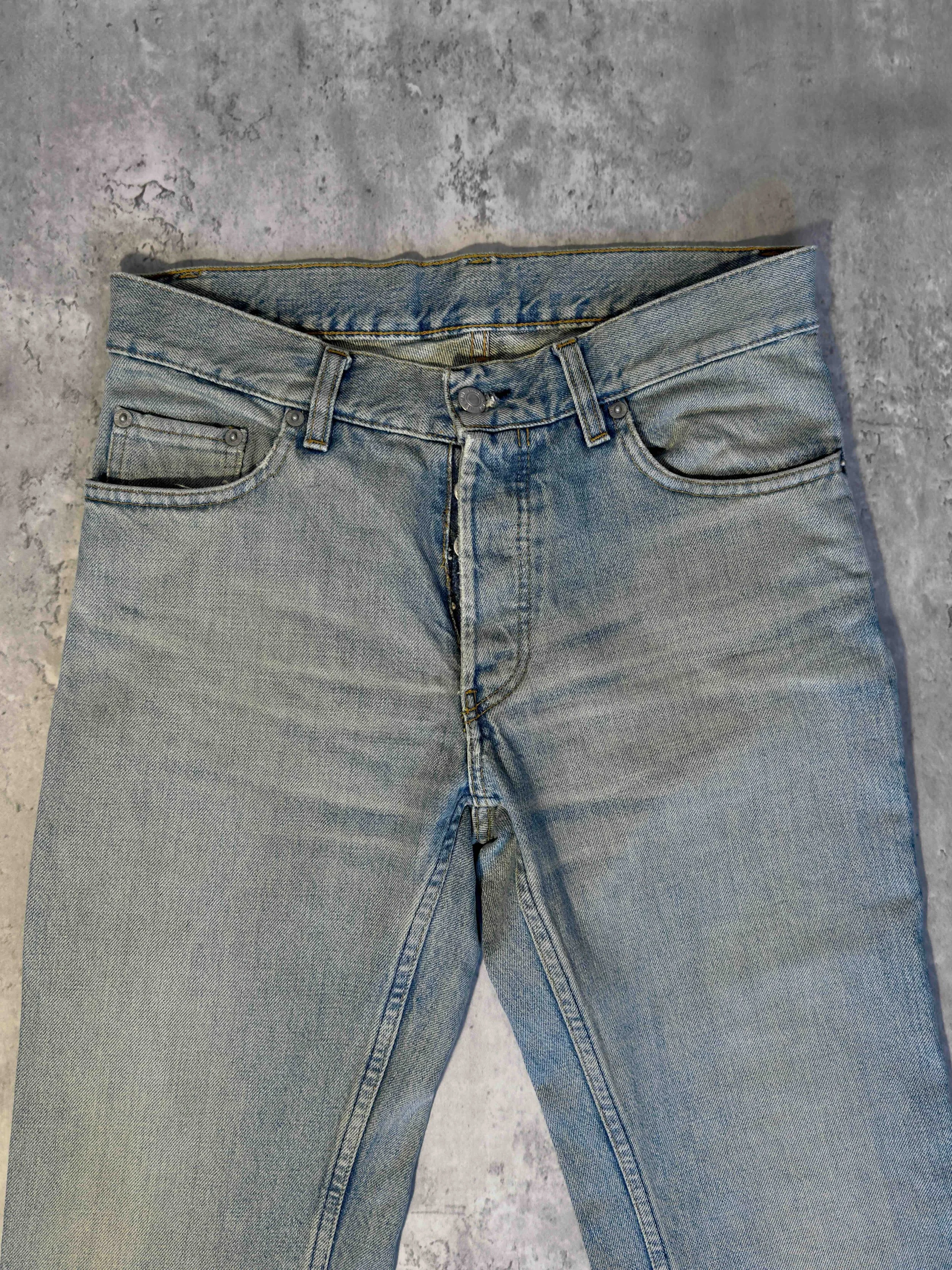 helmut lang vintage sanded denim bootcut jeans washed blue
