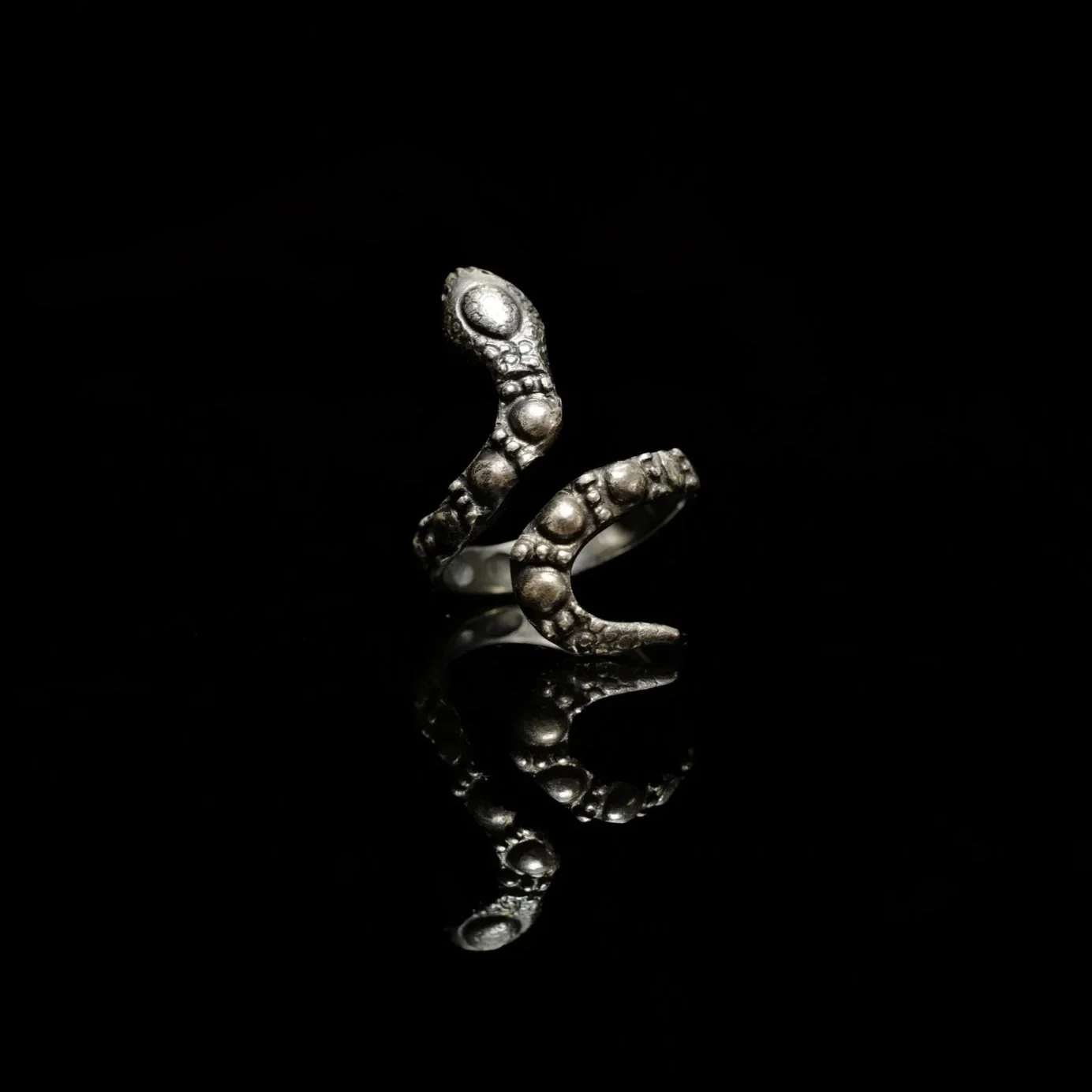 Pompeii snake ring oxidized silver