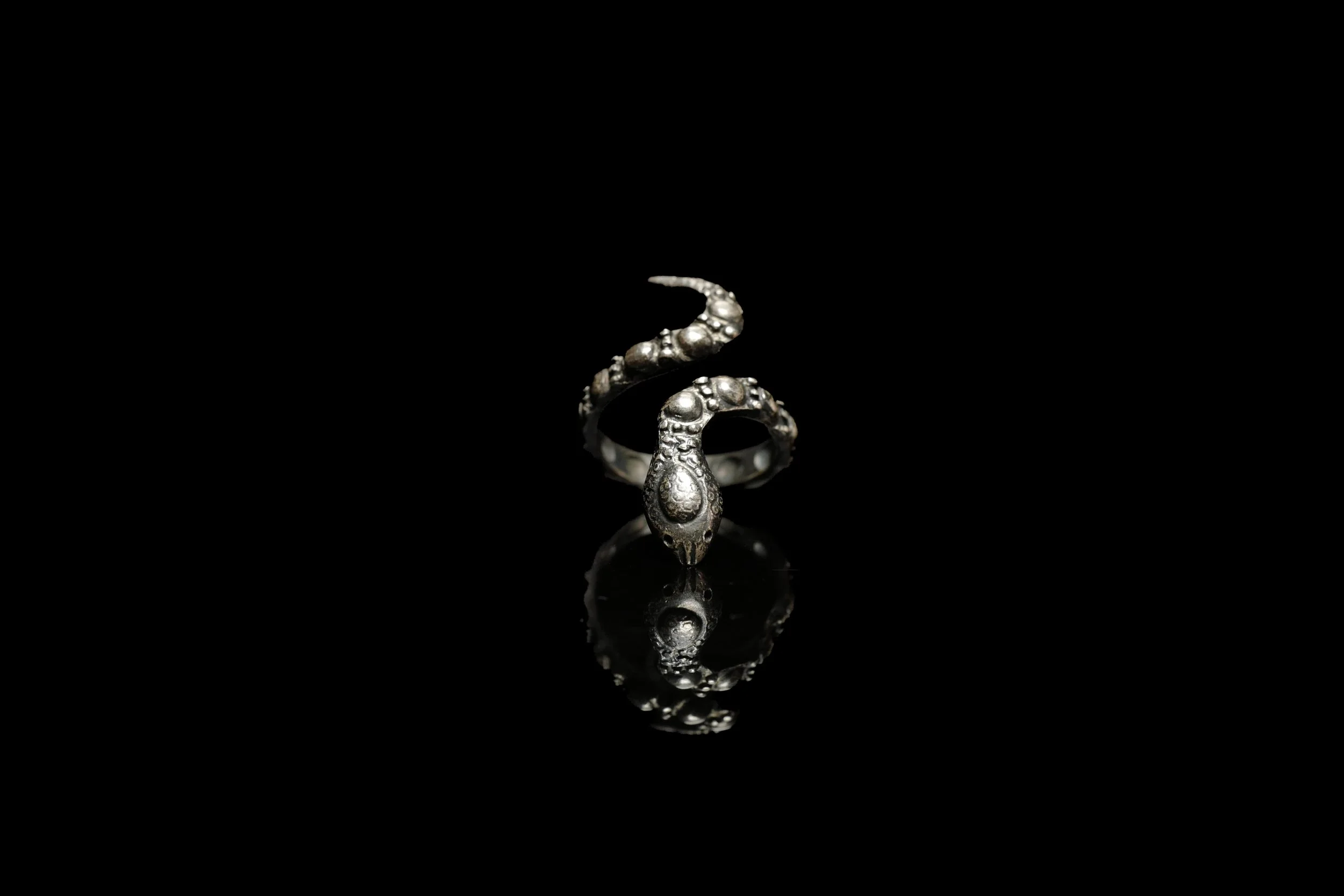 Copy of Oxidized Silver Single Headed Snake Ring head down.jpg