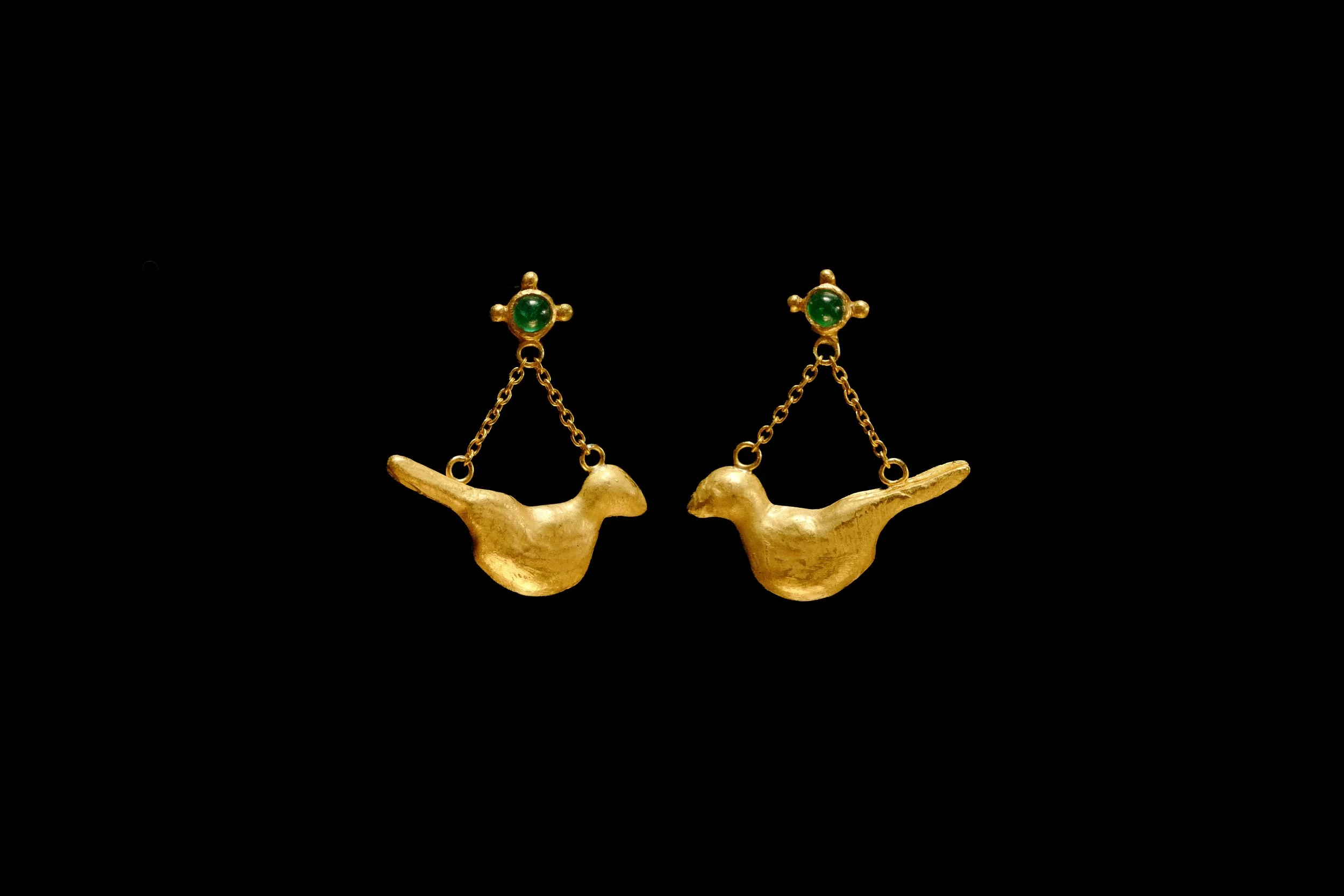 Copy of Pompeii Emerald Bird (Dove) Earrings facing together.jpg