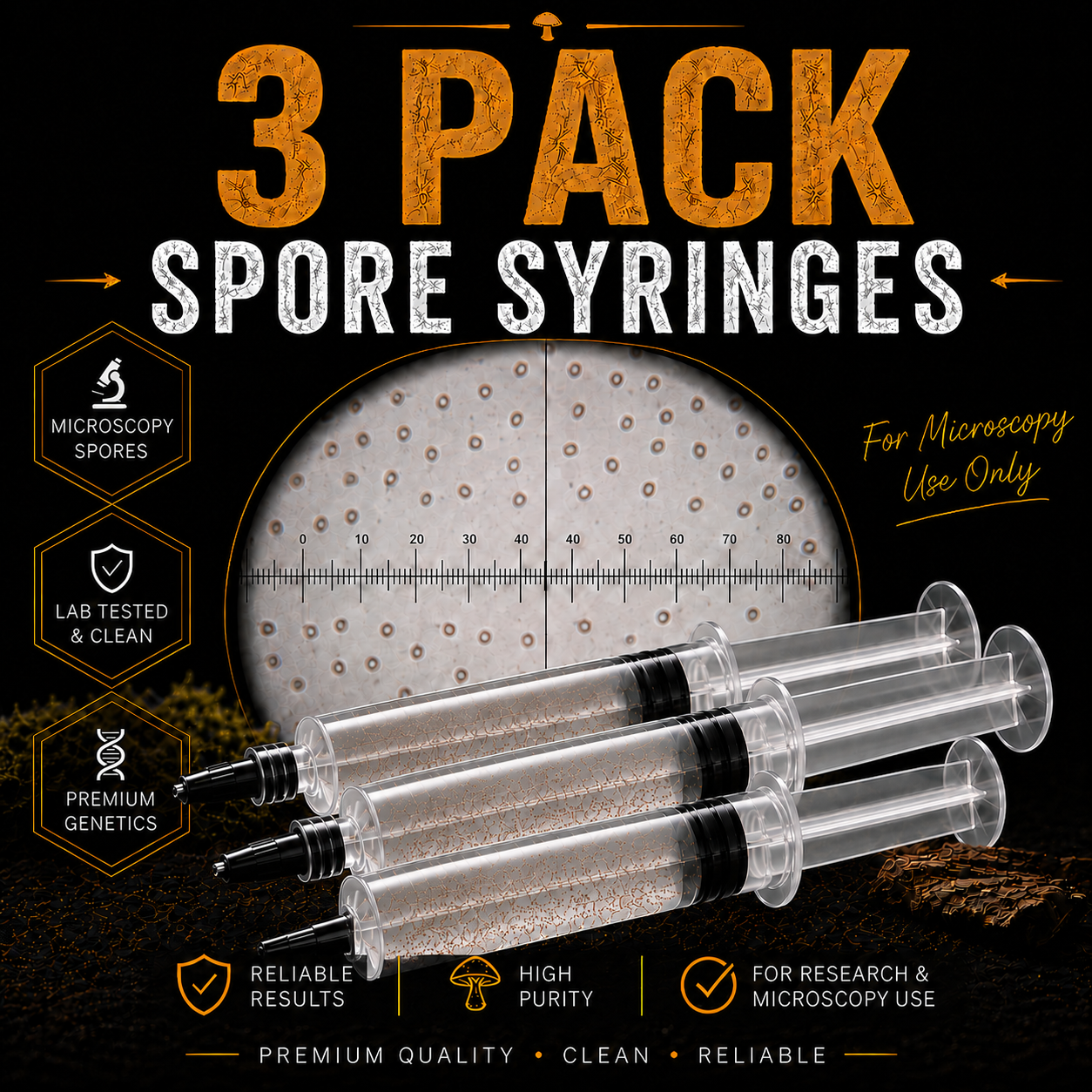 3 Pack Of Spore Syringes