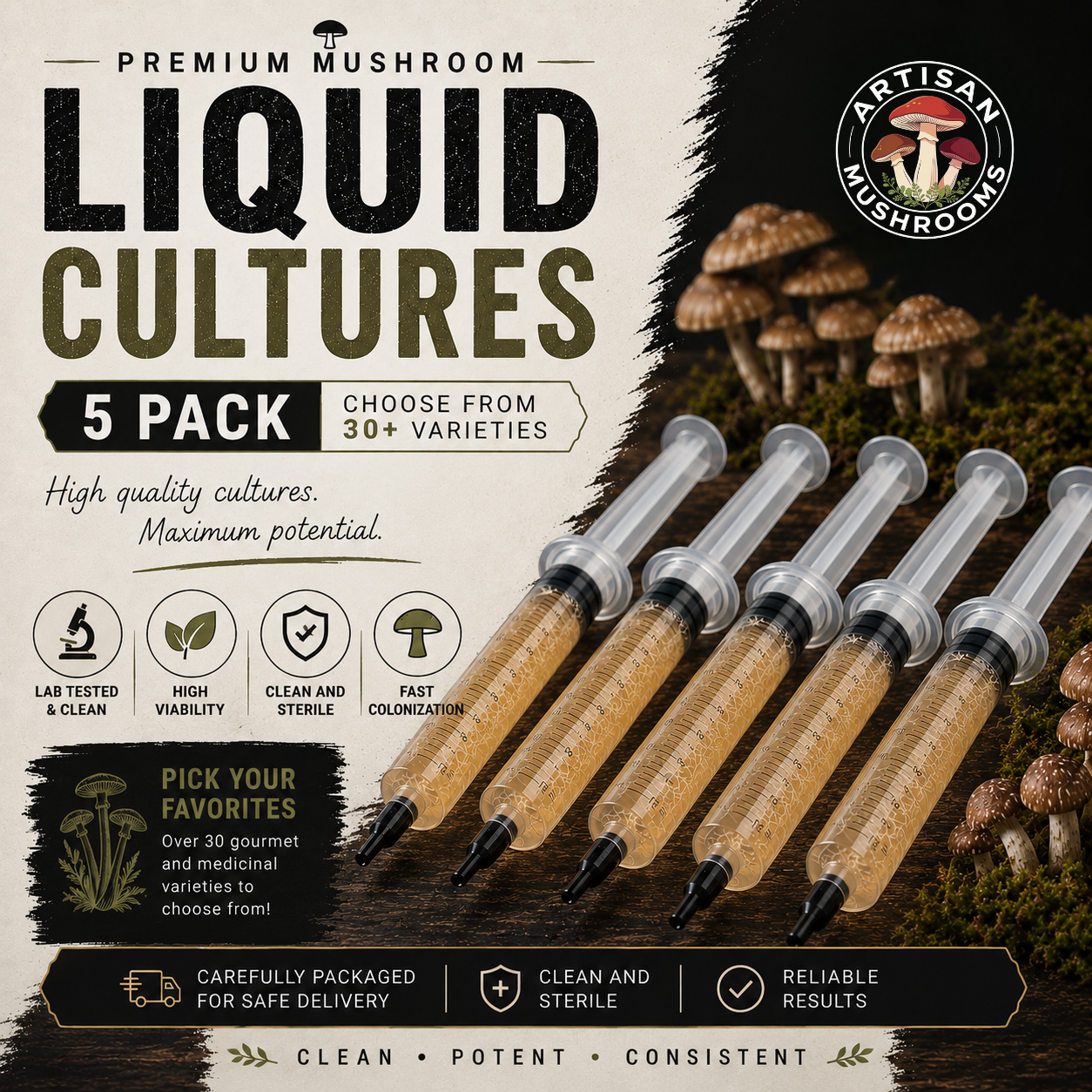 5 Mushroom Liquid Cultures