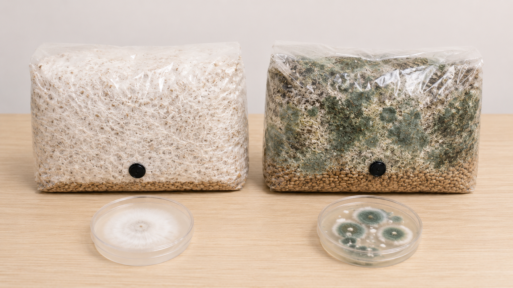 Mushroom Contamination Guide: How to Identify Mould, Bacteria and Healthy Mycelium