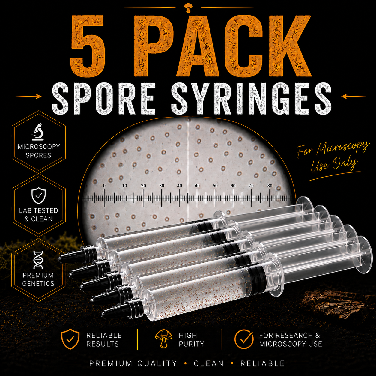 5 Pack Of Spore Syringes