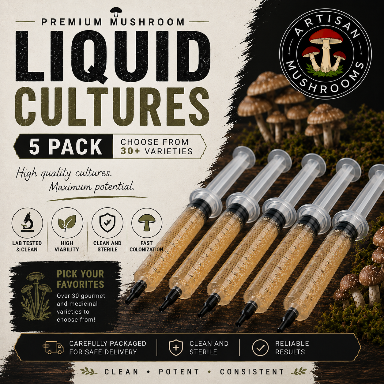 5 Mushroom Liquid Cultures