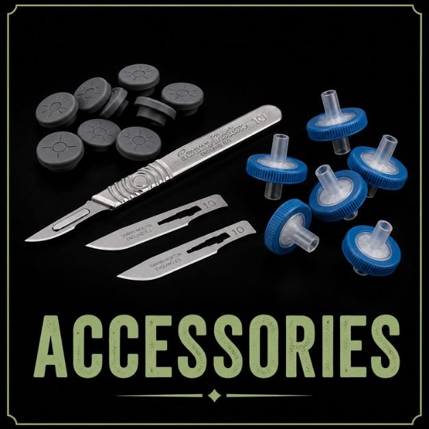 Mushroom cultivation accessories, tools and laboratory supplies.