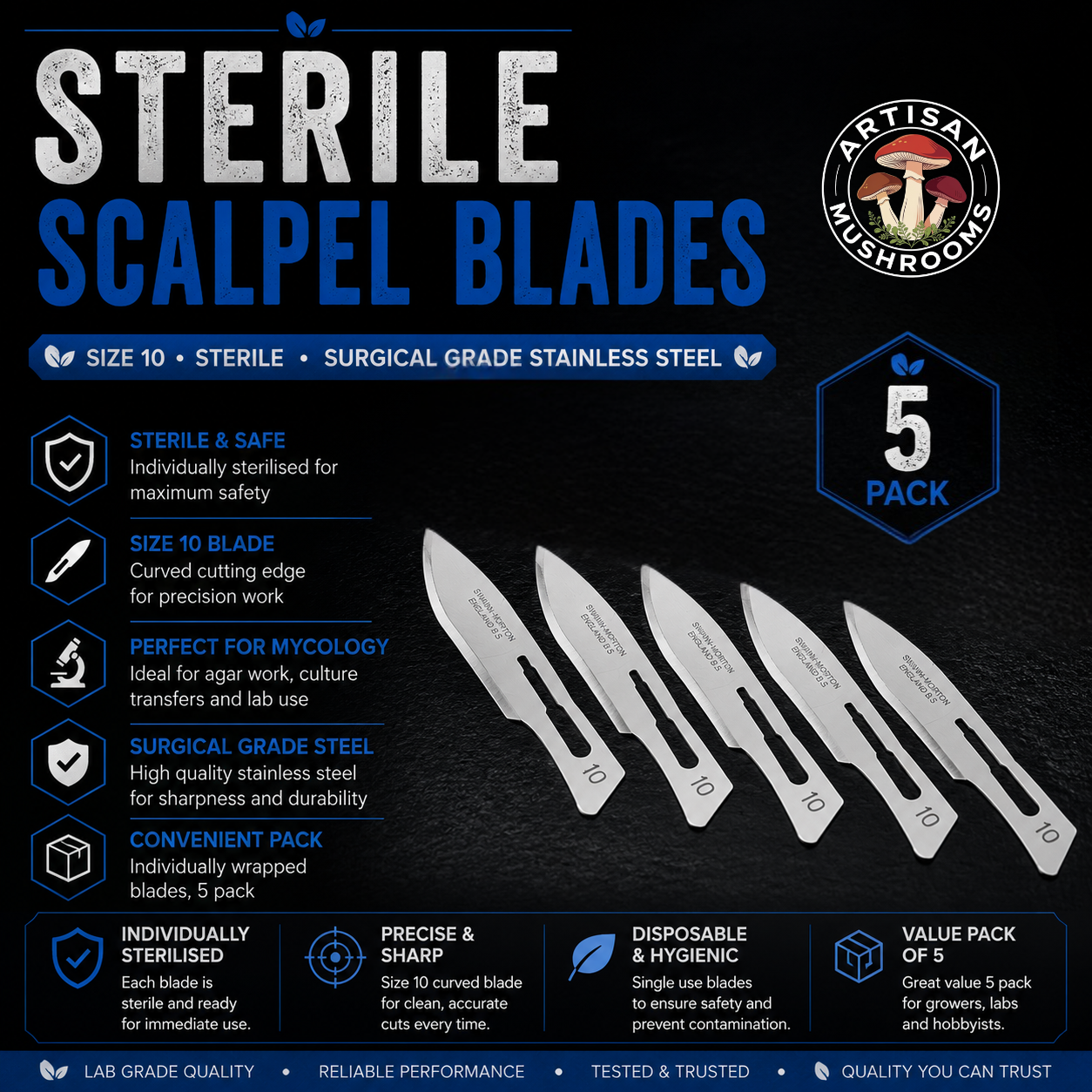 Sterile Scalpel Blades Size 10 (Pack of 5)