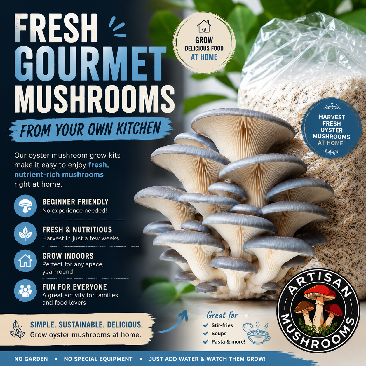 Blue Oyster Mushroom Grow Kit for Beginners | Easy Home Growing