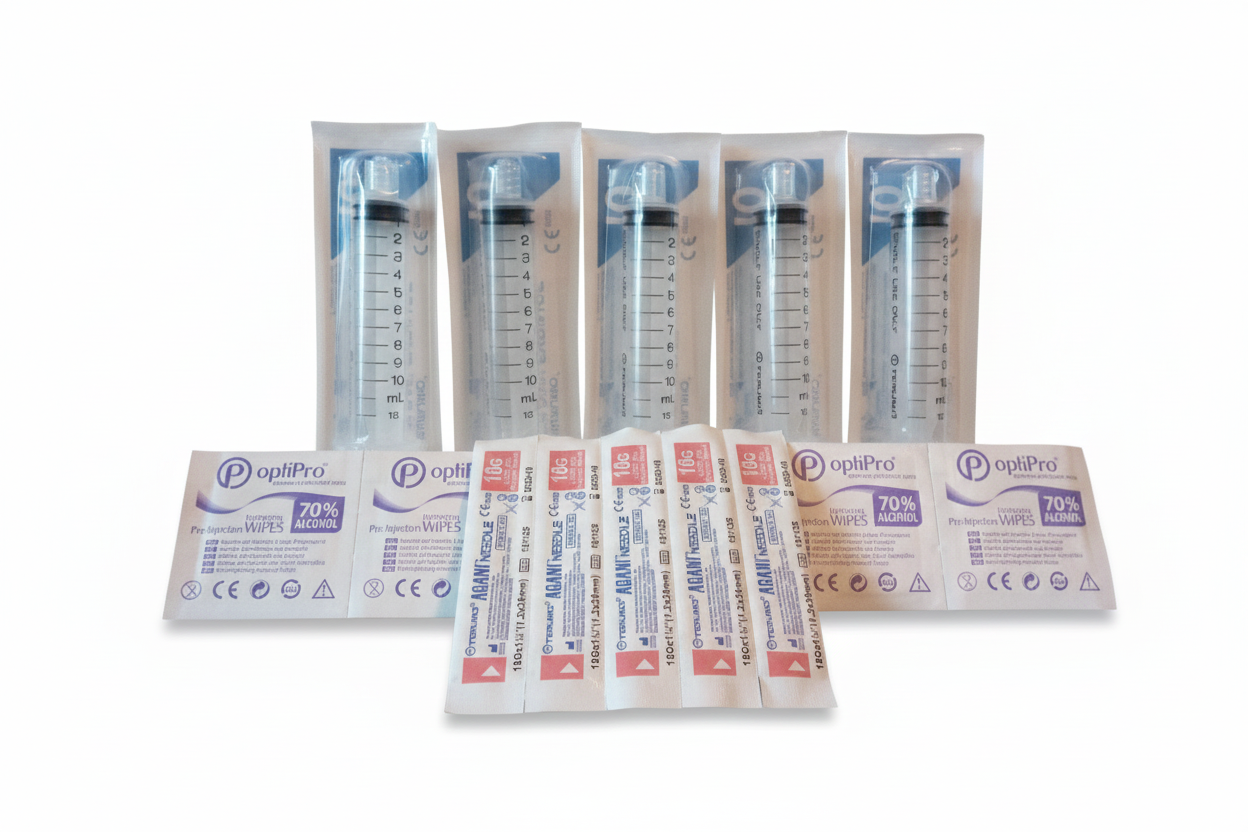5 Pack Of Syringes, Needles & Wipes - Mushroom Inoculation Pack