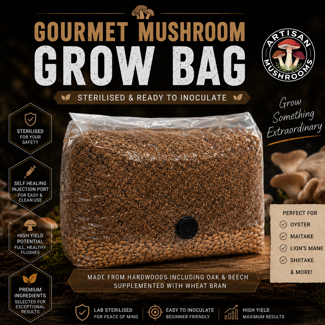 Mushroom Growing Bag - Perfect For Wood Loving Gourmet Mushrooms