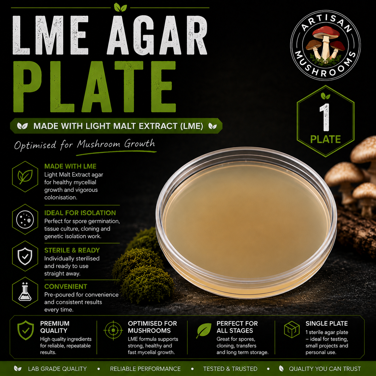 LME Agar Plate – Sterile Light Malt Extract Agar