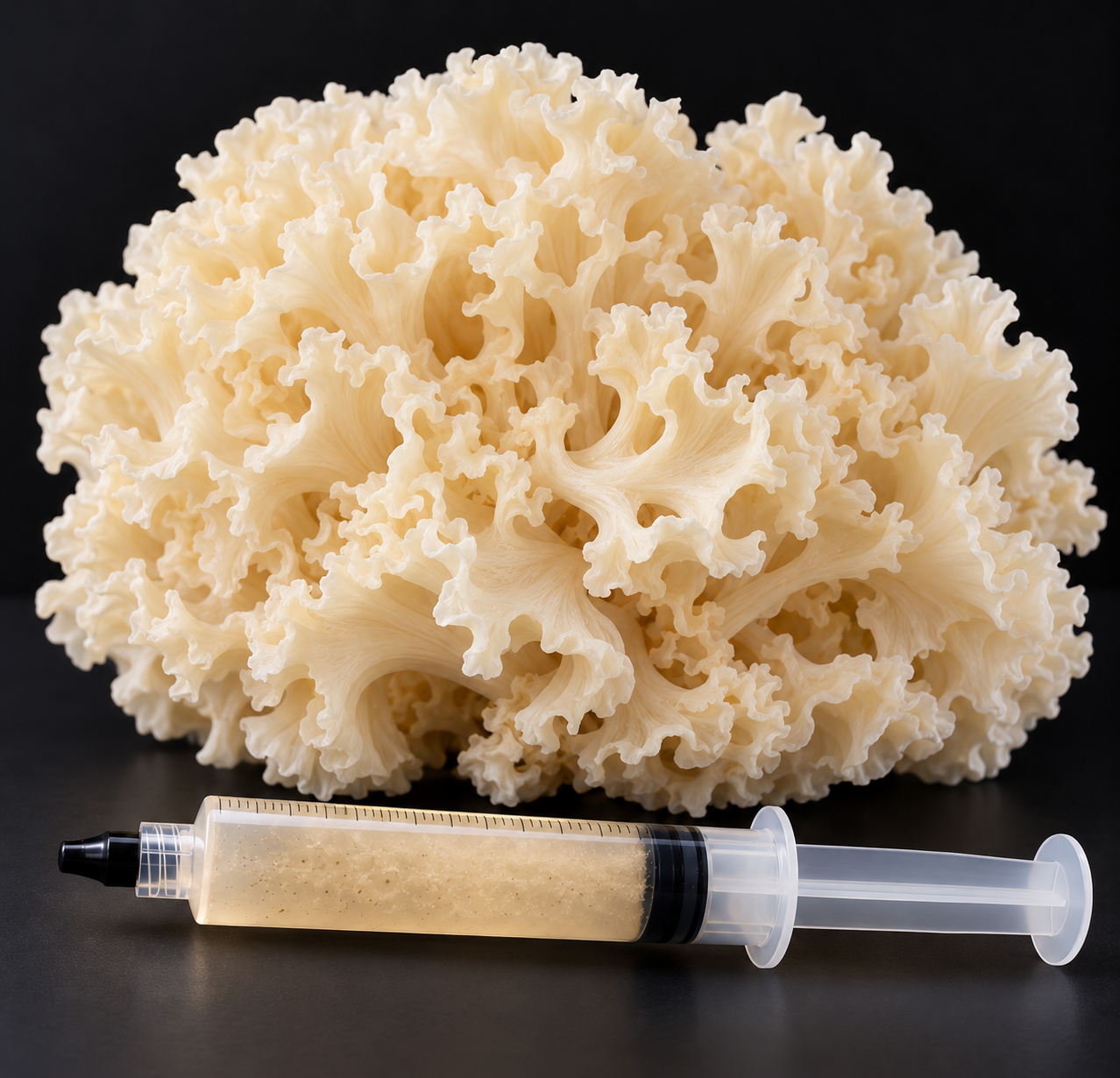 Cauliflower Fungus and Mycelium Syringe.png