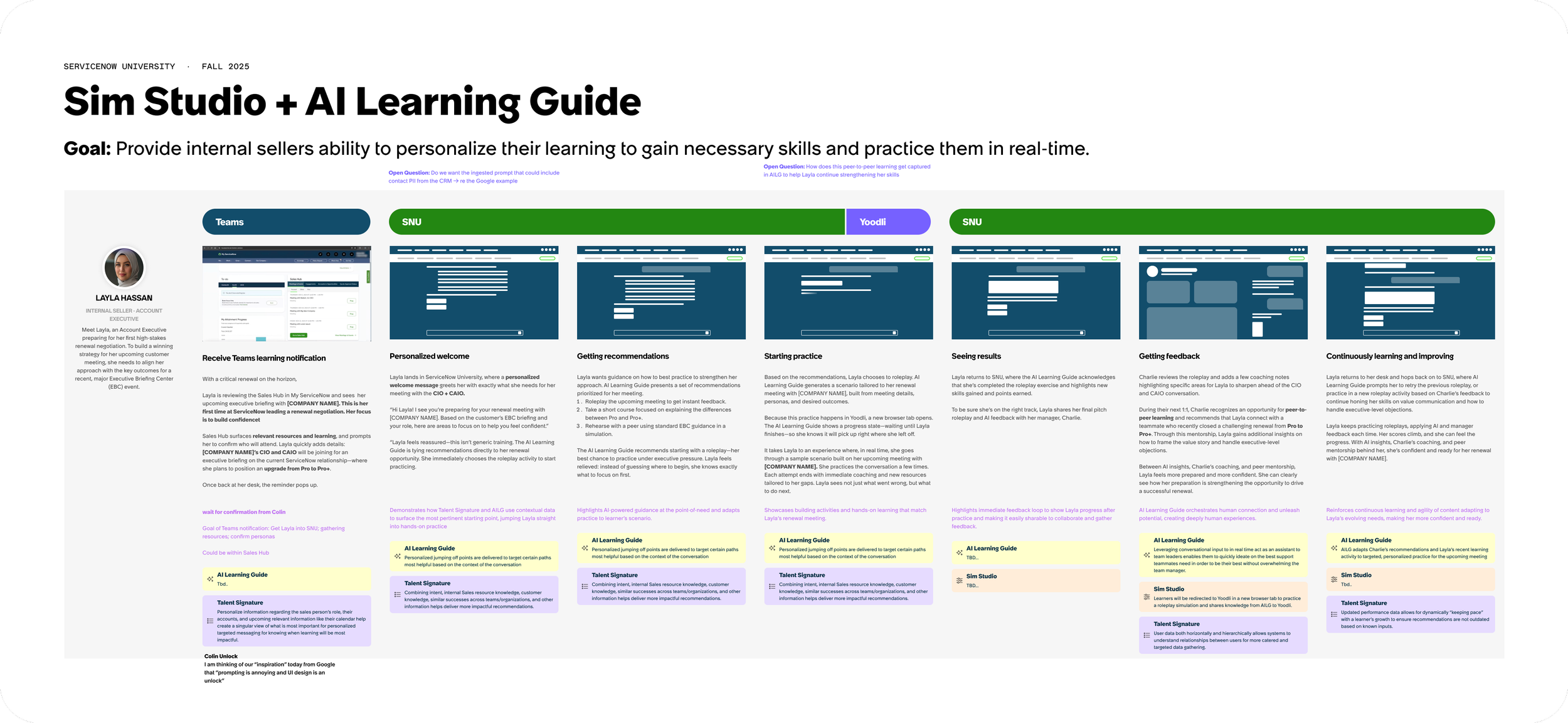 Initial storyboard draft of visionary demo