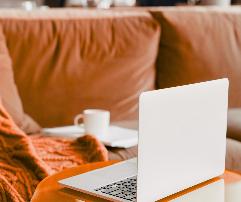 Cozy and inviting virtual therapy environment with soft lighting and comfortable seating, ideal for online counseling sessions