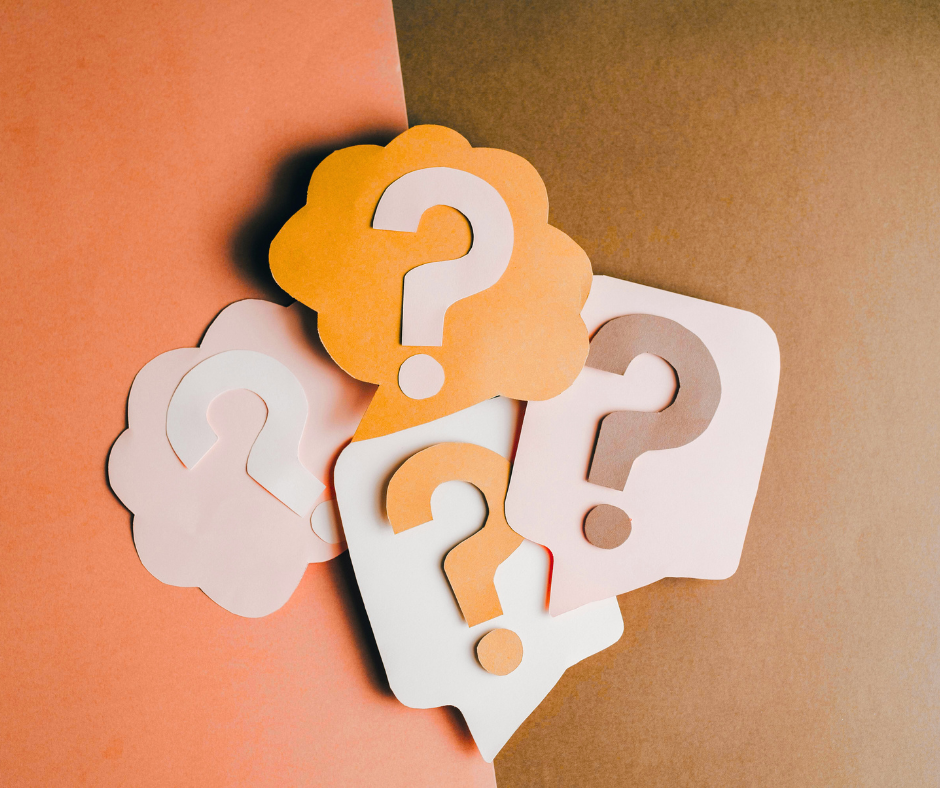 Illustration of question marks representing frequently asked questions about therapy and mental health