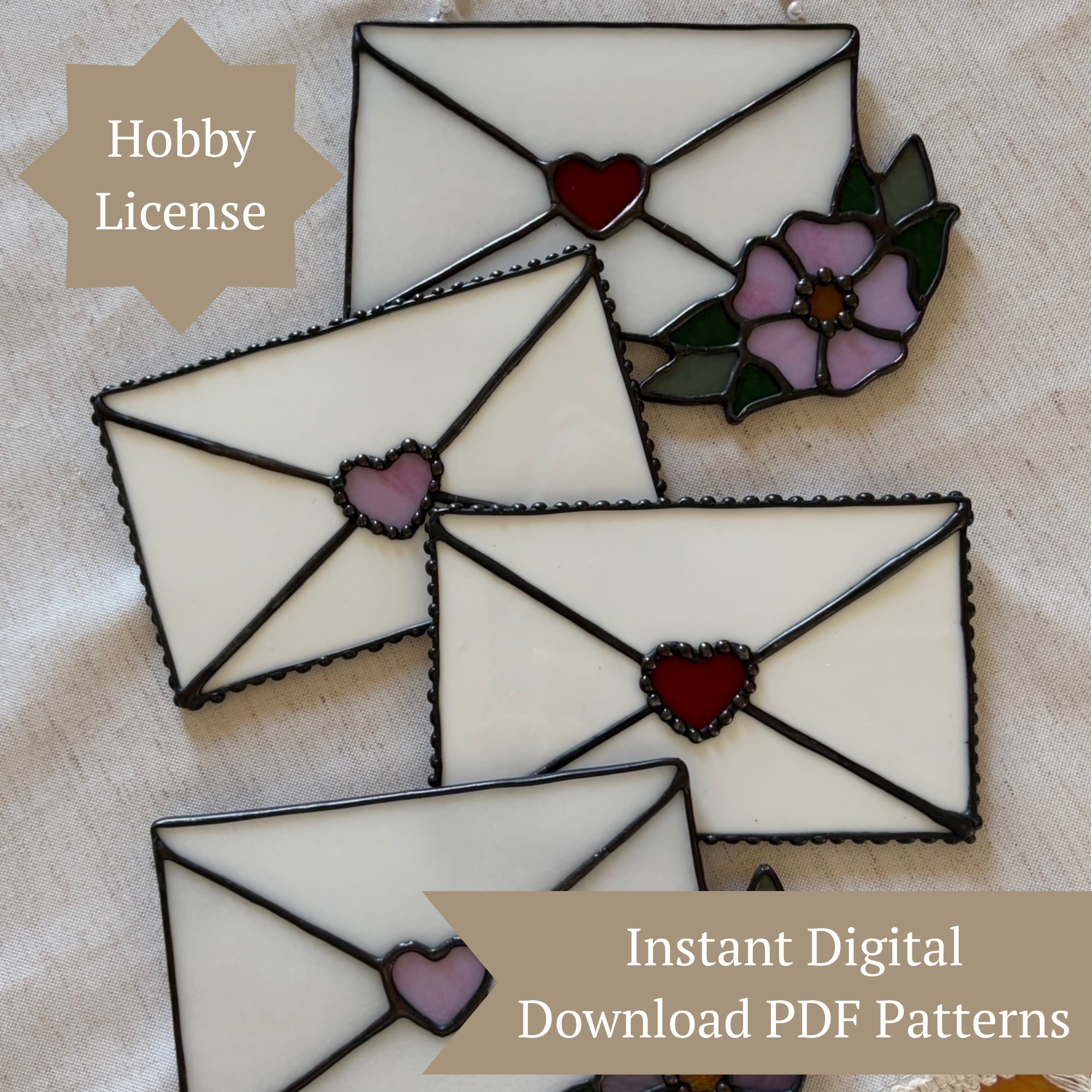 Stained Glass Love Letters 2 Pattern Bundle • PDF Instant Download • Hobby License