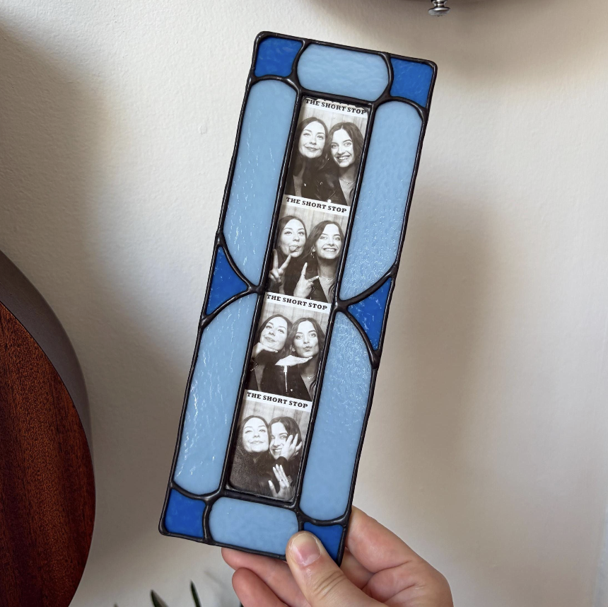 Stained Glass Photo Booth Frame - 1.5" x 8" Blue