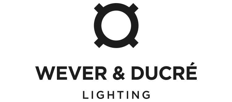 Logo for Wever & Ducré Lighting featuring a black gear-like symbol and bold text.