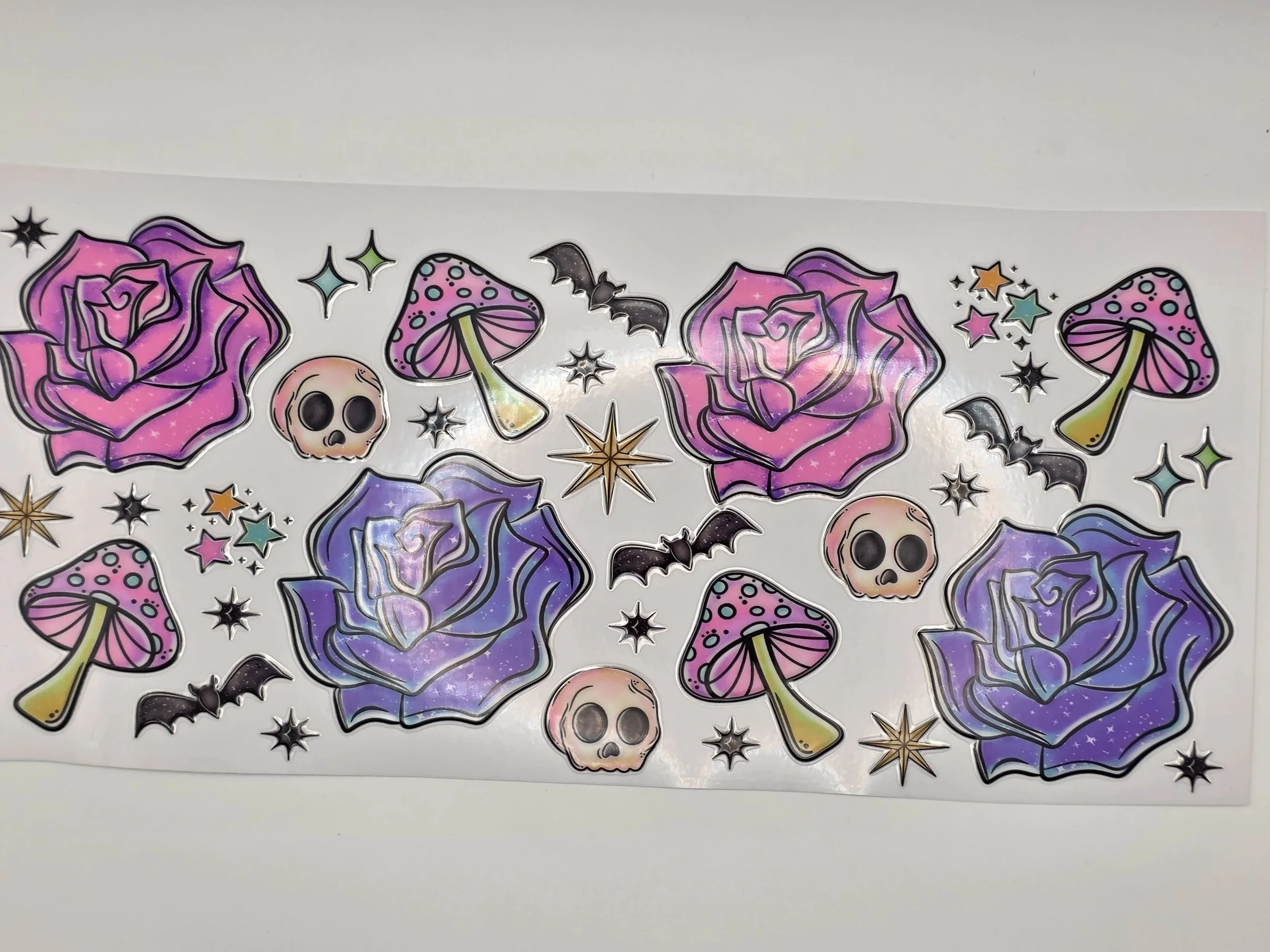 64- Purple Flowers, Skulls & Bats