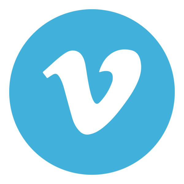 Vimeo logo with a white 'V' on a blue circular background.