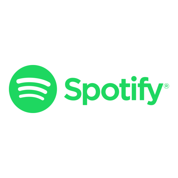 Green Spotify logo with text 'Spotify' in green.