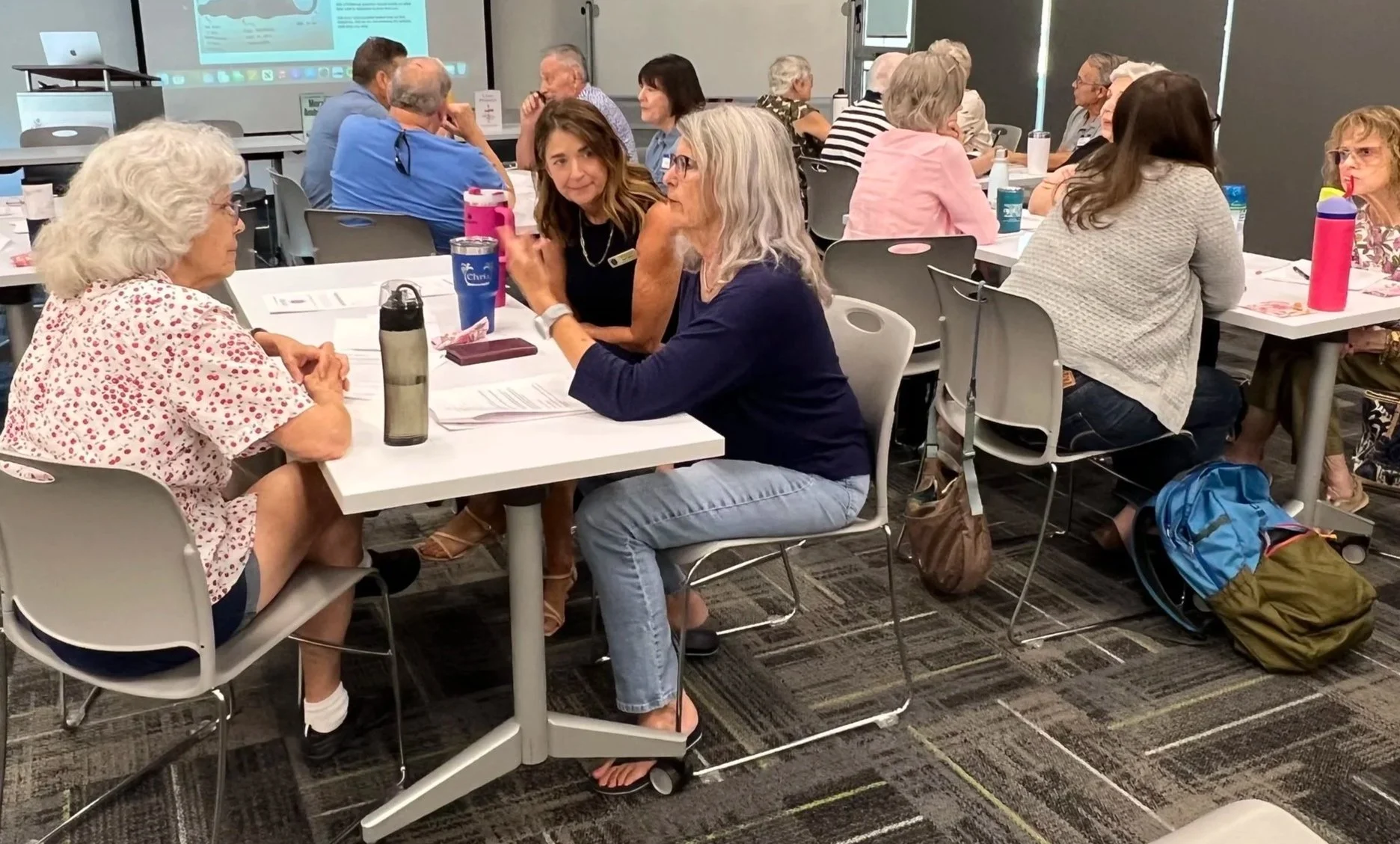 Joan engaging with attendees at a Town Talks Workshop
