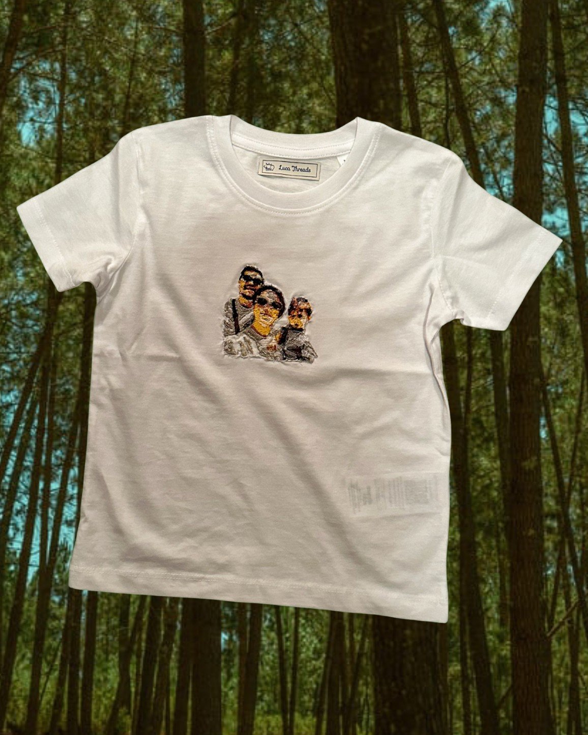 Custom Embroidered Family Portrait Unisex Kids T-shirt