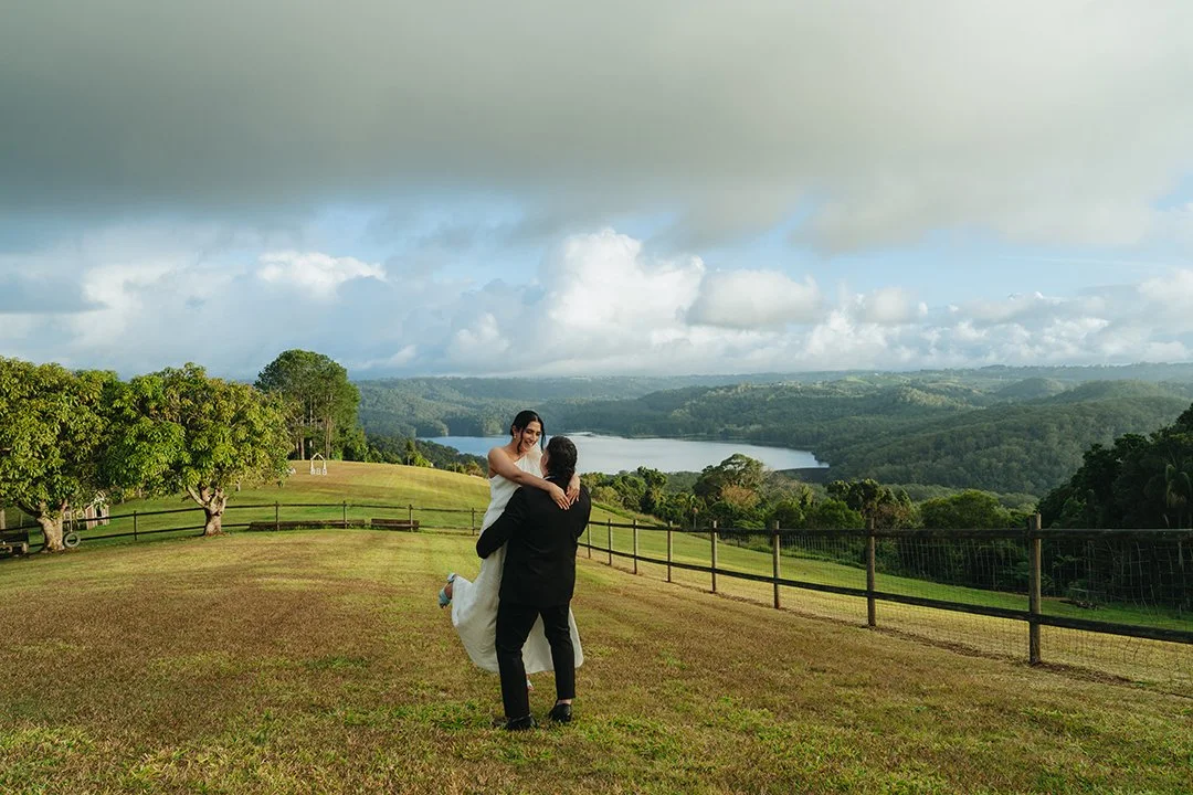 Bride and groom at The Lakehouse Folk Montville elopement venue on the Sunshine Coast