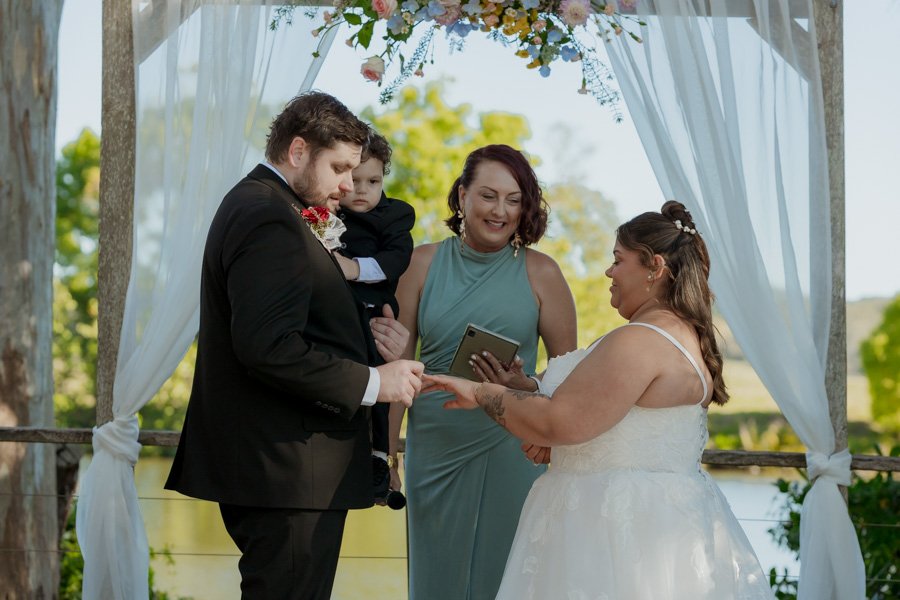 Candid family moments during a Sunshine Coast wedding ceremony