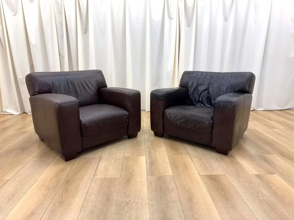 Ethan Allen Leather Club Chairs