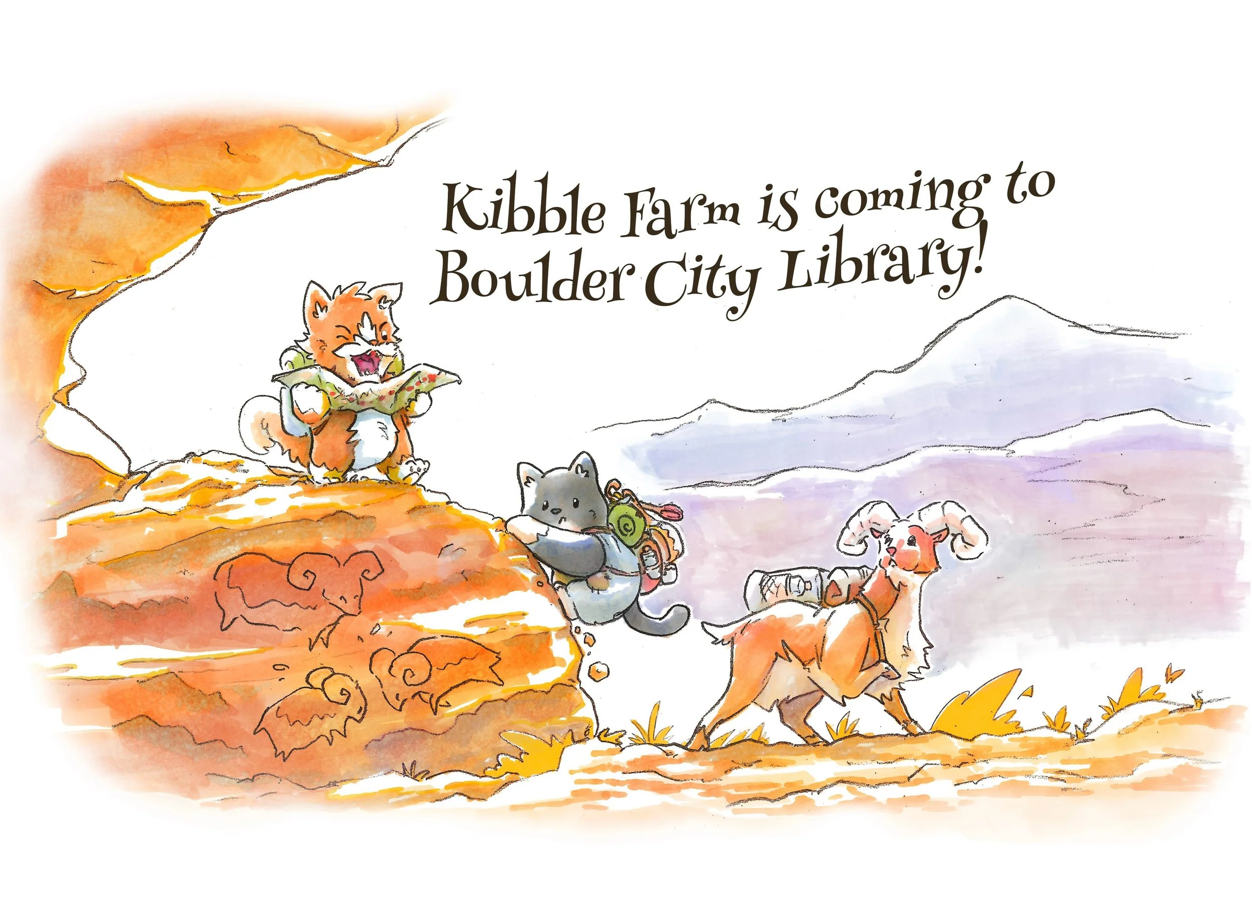 Hey Kibble Farmers, it&rsquo;s been a busy busy summer, but we&rsquo;re back! 

If you&rsquo;re in the Boulder City area this Saturday, 8/29, come join us at the public library for a day of reading and drawing! We&rsquo;ll be debuting the new cover f