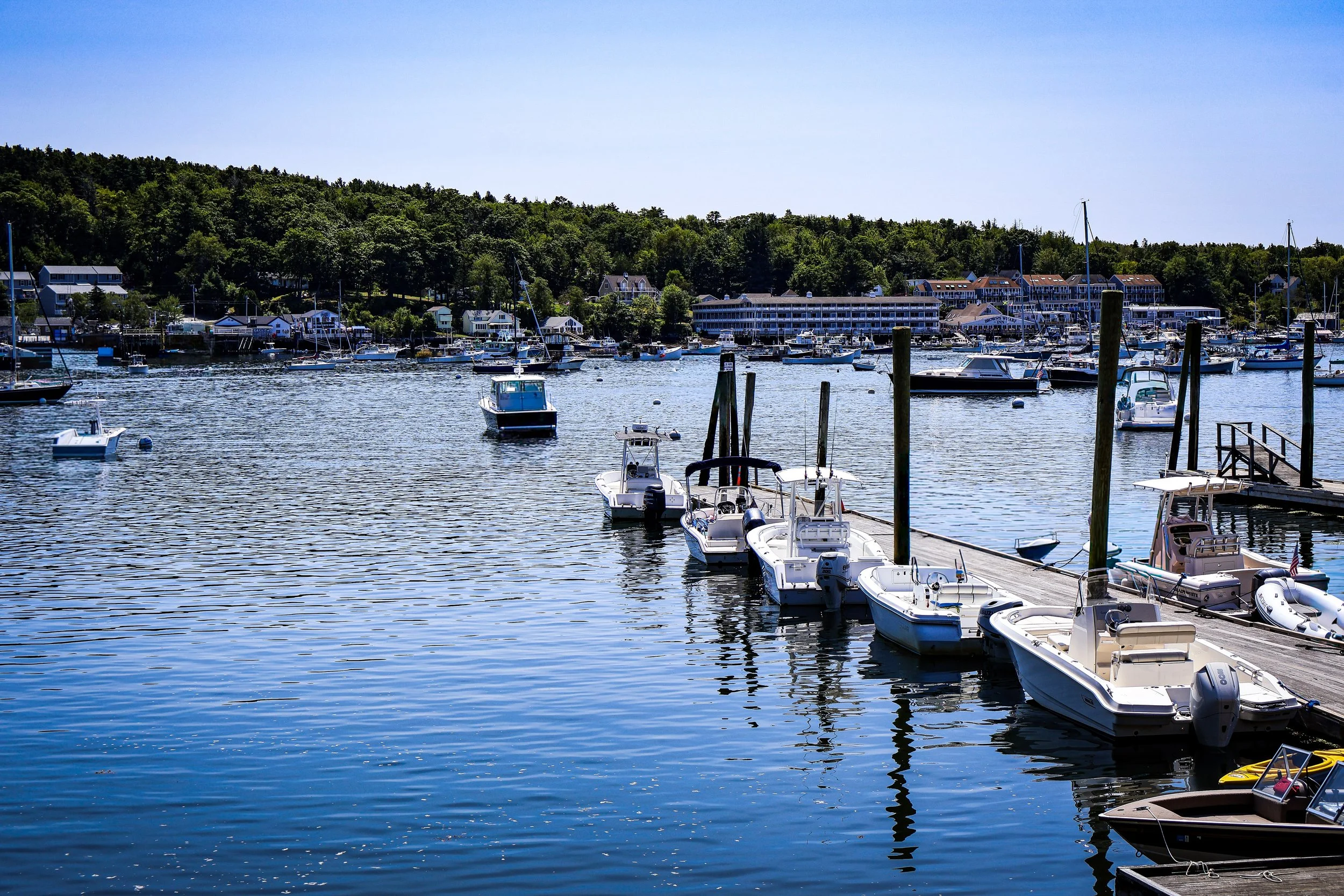 Boats docked in Boothbay Harbor