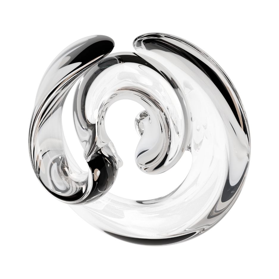 A swirl of shiny, metallic, silver-colored material in a spiral shape