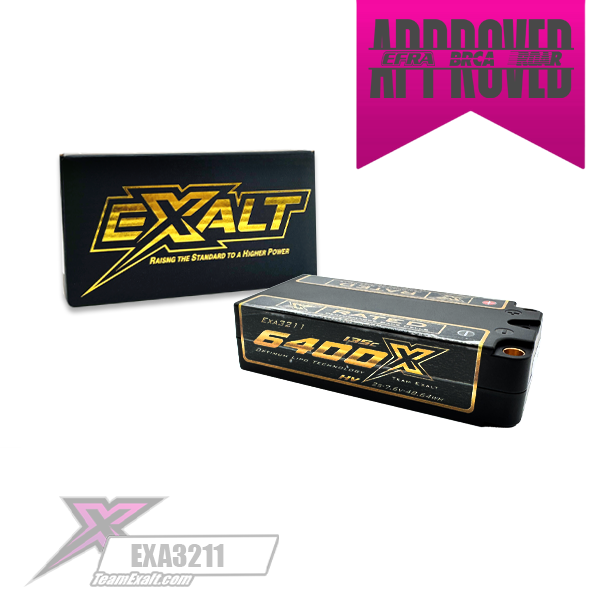 Exalt X-Rated 2S 135C HVX Hardcase Shorty Lipo Battery (7.6V/6400mAh) w/5mm Bullets EXA3211