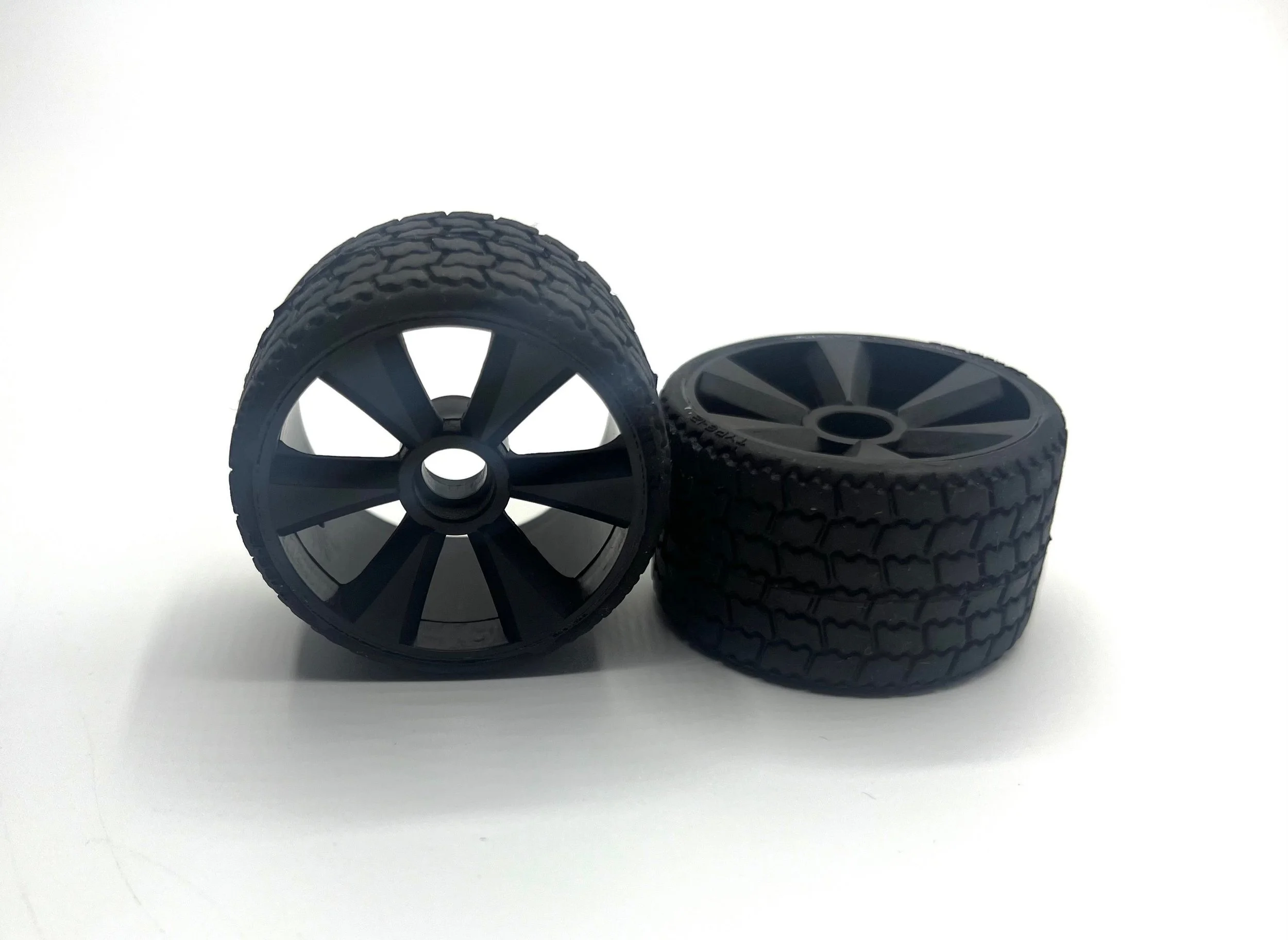 Type 12 12th scale rubber tires (2) Front pair, black wheel, pre glued - GRC142FB