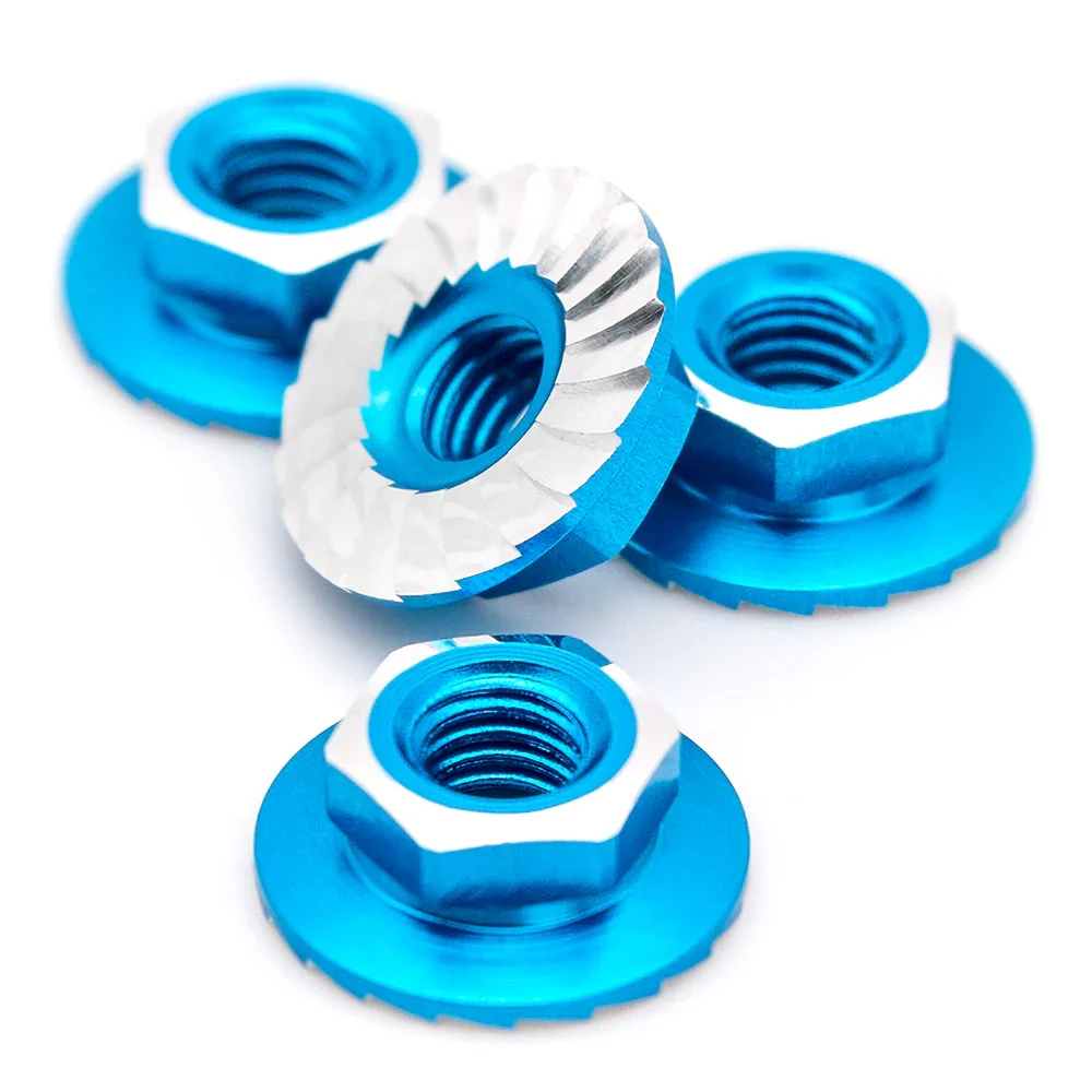 1up Racing 7075 Lockdown M4 Wheel Nuts - Bright Blue - 870201