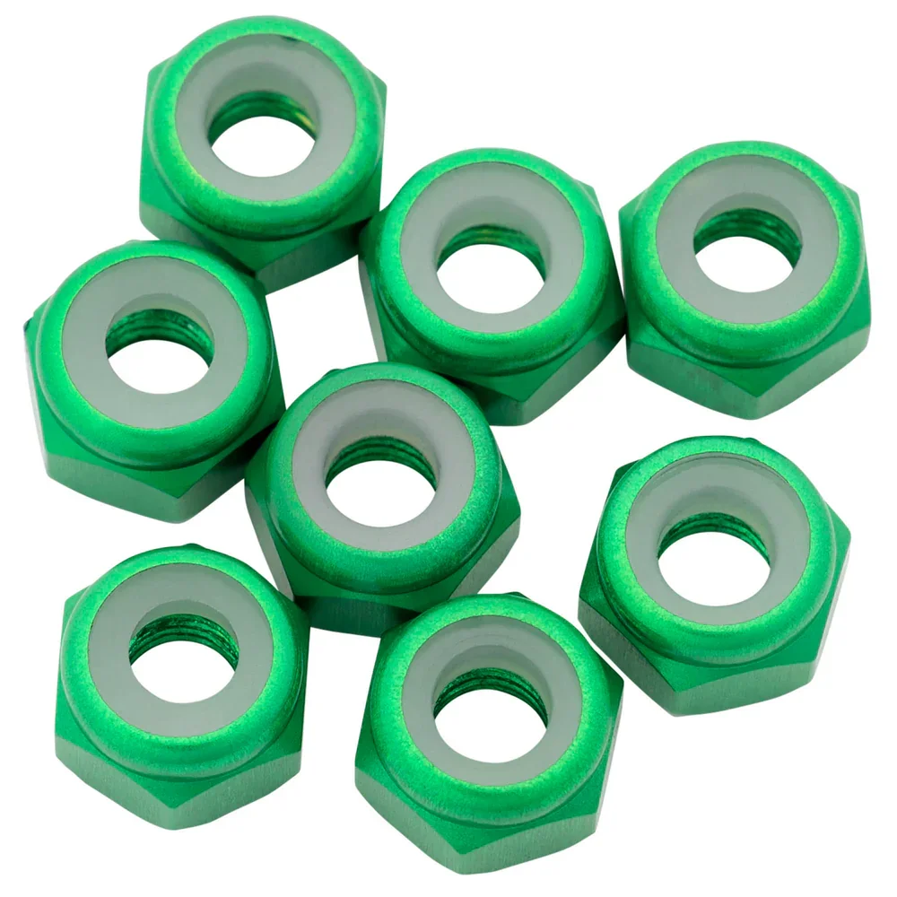 1up Racing 7075 Aluminum Locknuts - M3 - Green - 870802