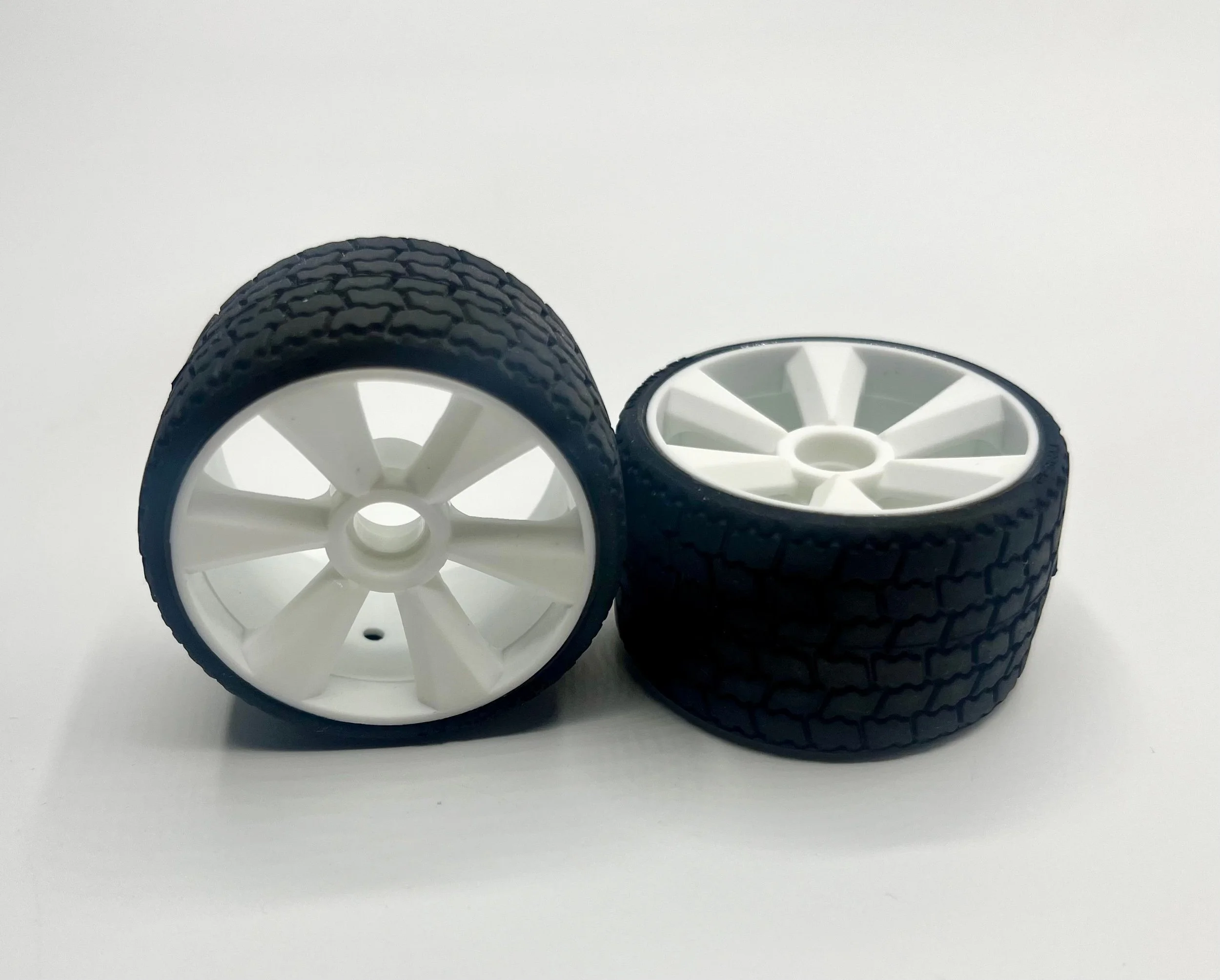 Type 12 12th scale rubber tires (2) Front pair, white wheel, pre glued - GRC142FW