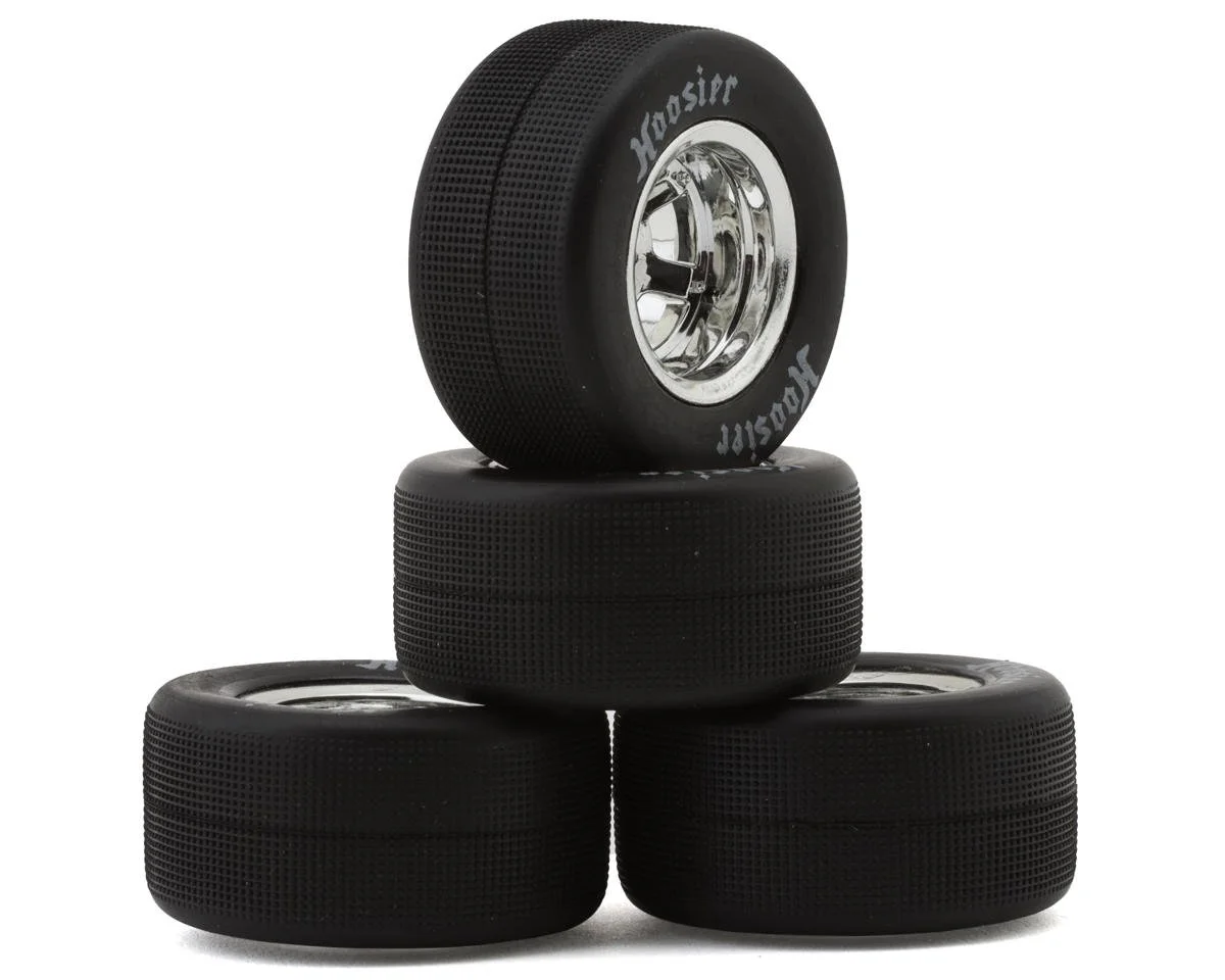 1RC Racing Pre-Mounted 1/18 Asphalt Late Model Hoosier Tires (Chrome) (4) (F/R) (Soft) - 5563