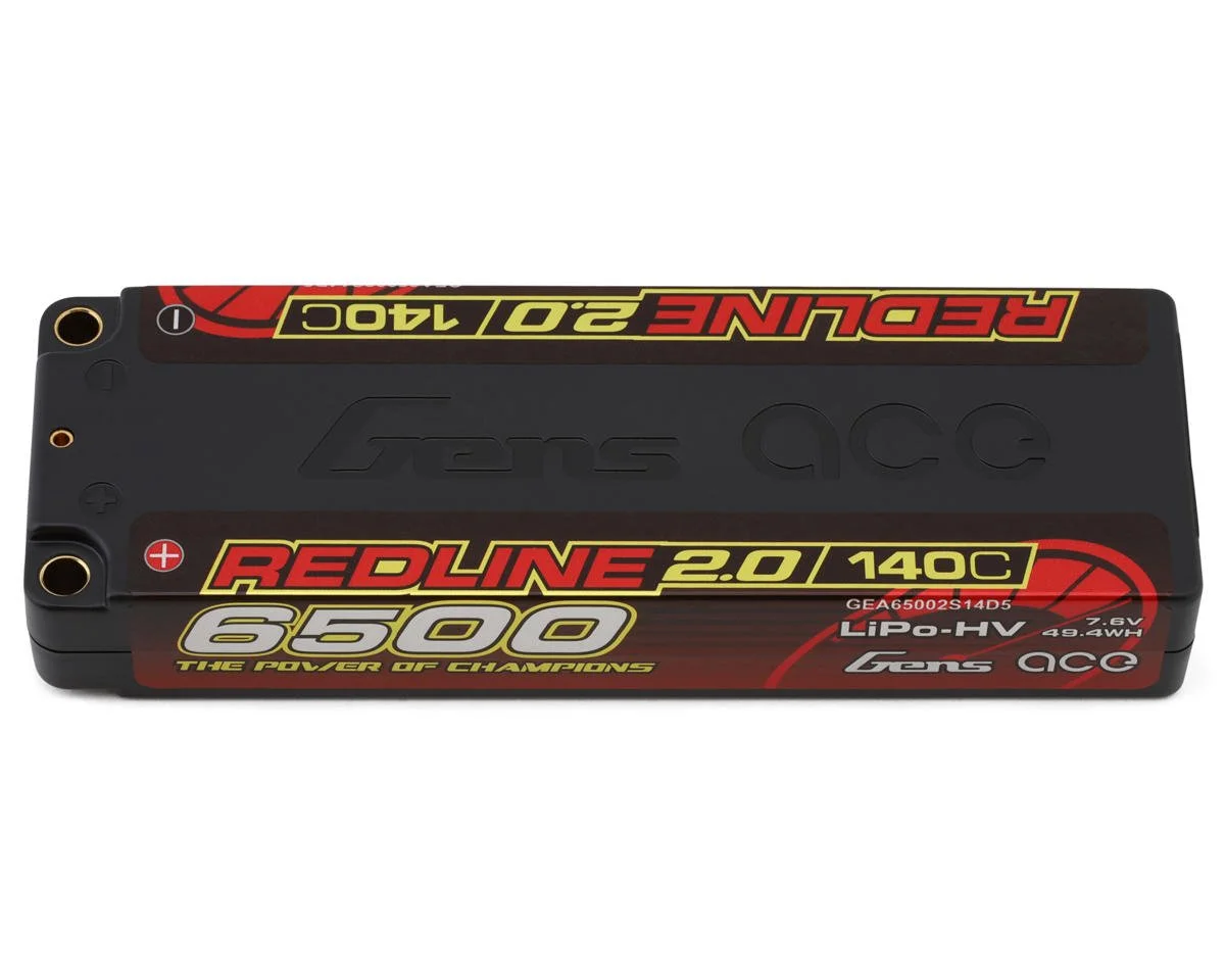 Gens Ace Redline 2.0 2S LCG LiHV Battery 140C (7.6V/65000mAh) w/5mm Bullets GEA65002S14D5