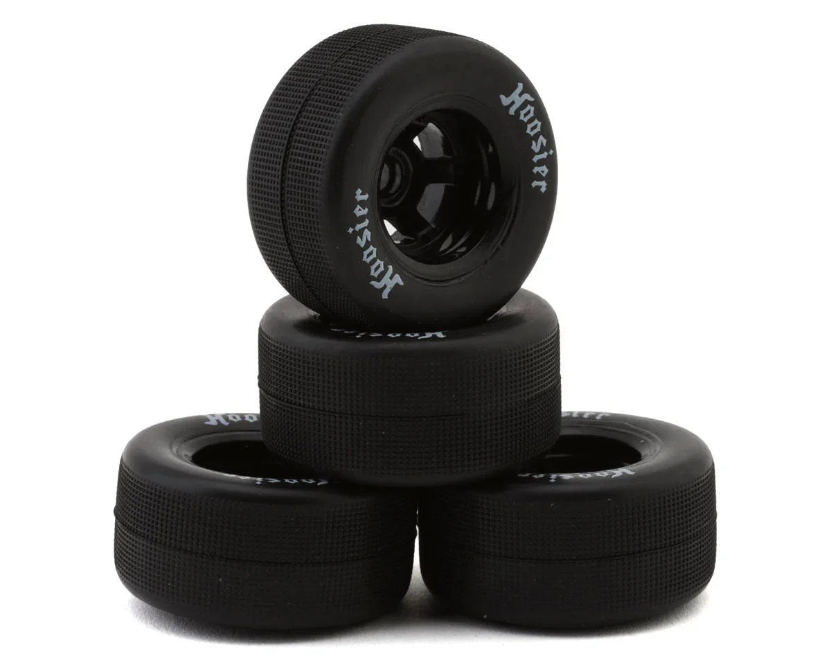 1RC Racing Pre-Mounted 1/18 Asphalt Late Model Hoosier Tires (Black) (4) (F/R) (Soft) - 5562