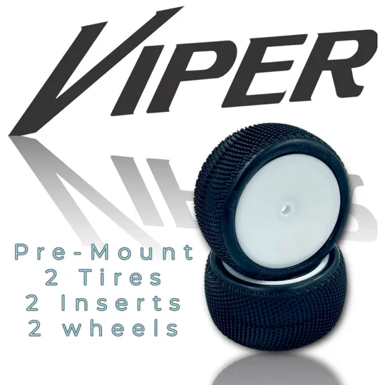 Viper LP 2.2'' Rear Carpet Tire Pre-Mount White - C4 Red - 3090-C4-W