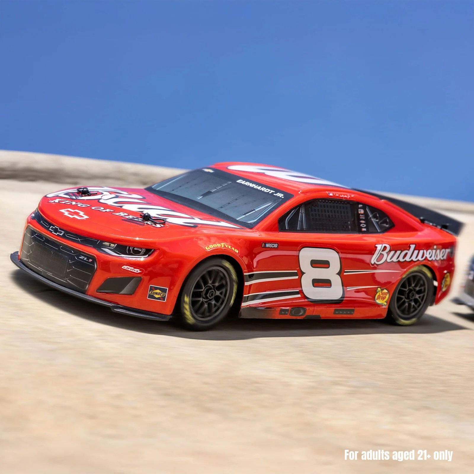 1/12 NASCAR RC Race Car Dale Earnhardt Jr. No. 8 Budweiser Chevrolet ZL1 2S AWD RTR Brushed On-Road (Battery & Charger Included), Red