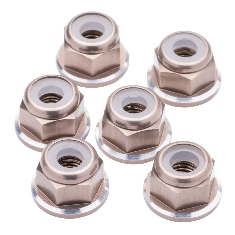 1up Racing 7075 Aluminum Flanged Locknuts - Shine Series - M3 - Gunmetal - 80588