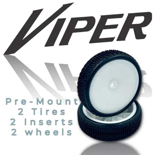 Viper LP 2wd Slim Front Carpet Tire Pre-Mount White - C4 Red - 3070-C4-W